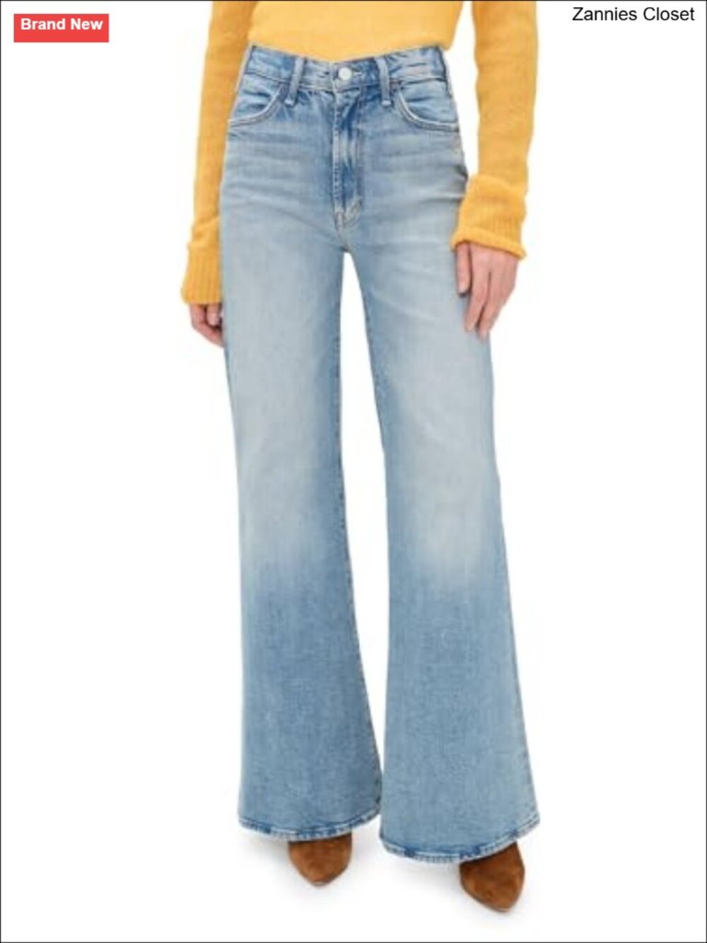 High Rise Wide Leg Jeans Loose Fit Button Fly 5-Pocket Denim